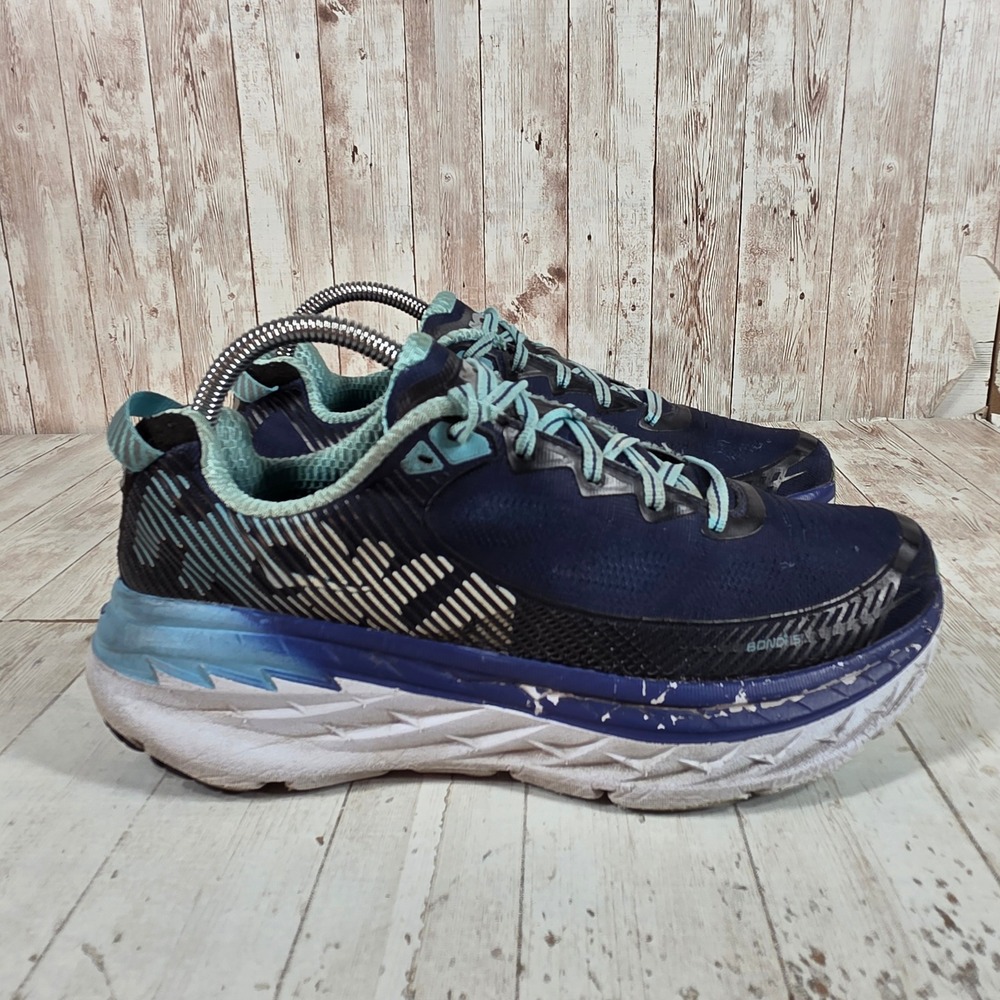 Hoka One One Bondi 5 Womens Running Shoes Navy Teal 1014759 MBBRD Size 8.5